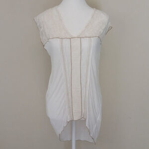 Anthropologie TINY Boho Sleeveless Lace Tunic Top Ivory Size Small